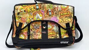 Crocs Graffiti Messenger Laptop Bag Shoulder Bag Jibbitz Black Multicolor